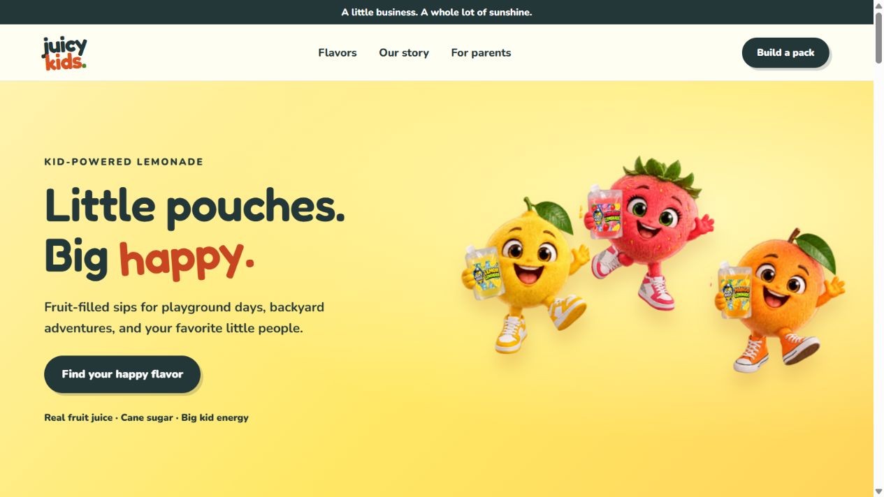 Juicy Kids website on desktop